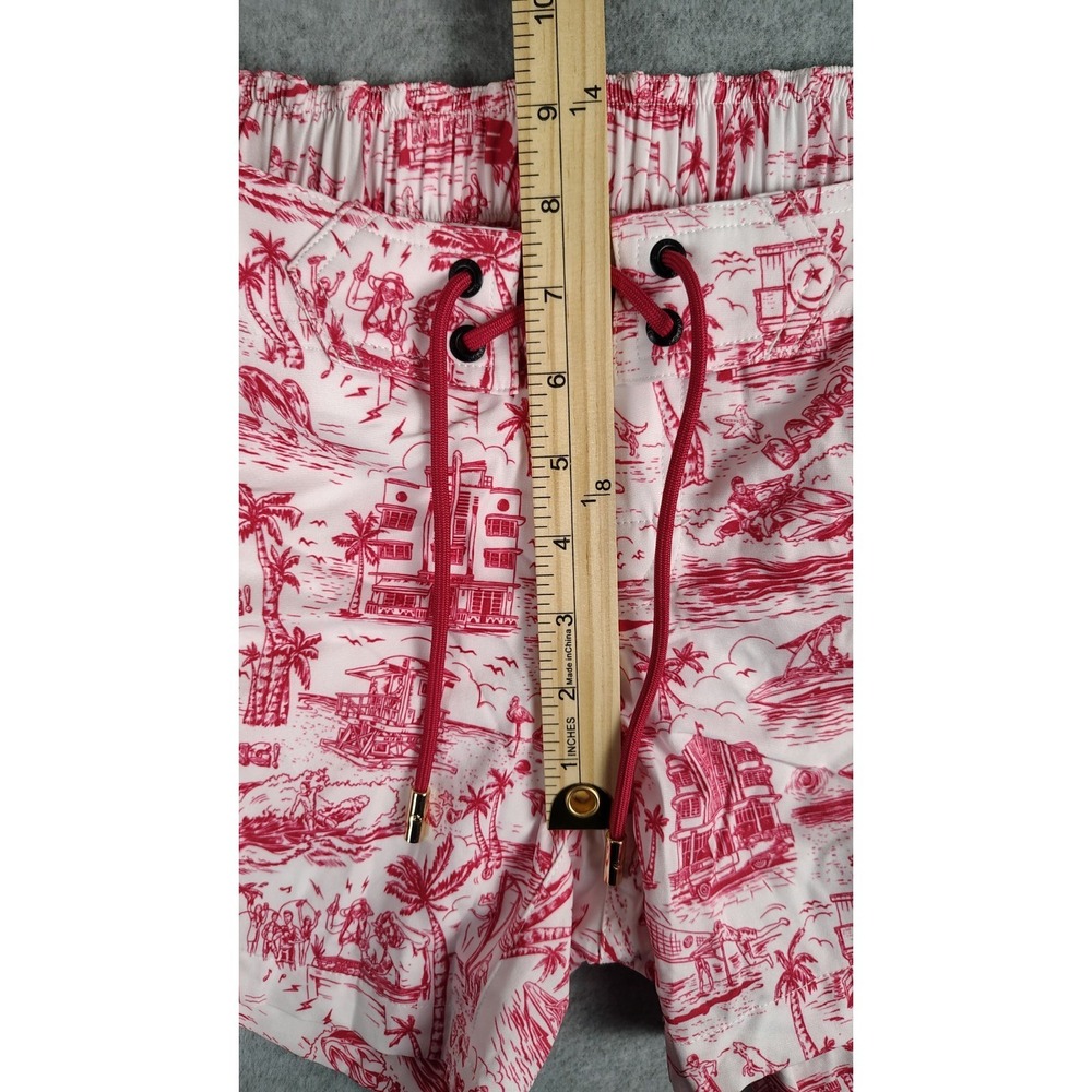 Bang Miami Clothes Swim Shorts Mens XS Red Lined Trunks Stretch Beach Print NWT - Picture 7 of 9